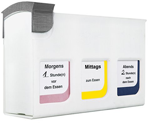 HAN Medikamentendosierer mediTimer Basismodul, erweiterbare Medikamentendose mit 3 separaten Fächern & 2 Etikettenbögen, 78 x 200 x 133mm (BxTxH), 7300-12, weiß