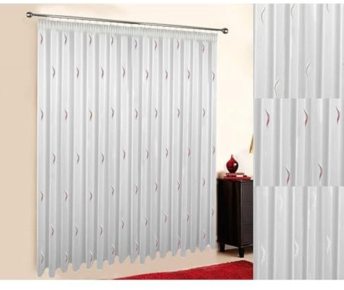 Sun World Gardinen nach Maß „Aqua“, Gardinen auf Maß, Vorhänge nach Maß, Kräuselband, Massanfertigung Gardine nach Maß, Vorhang nach Maß, Vorhang auf Maß (Weiß, 100cm Höhe x 200cm Breite)