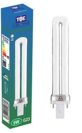 TBE LIGHTING 9w G23 2-Pin CFL Energy Saving Lamps - Cool White 4000K, 8000 Hour Life, 540 Lumen