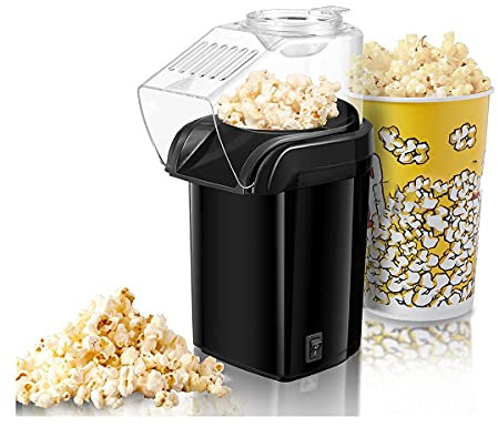 zhibang 1200w home popcorn machine, electric popcorn machine, fast popcorn machine, mini popcorn machine, healthy oil-free hot air popcorn machine, retro popcorn machine (Black)