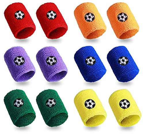 12 Stück Absorbierende Wristbands, Sport Wristbands Schweißbänder, Bunte Handgelenk Schweißbänder, für Fußball, Basketball, Tennis, Gymnastik, Golf, Running, Training