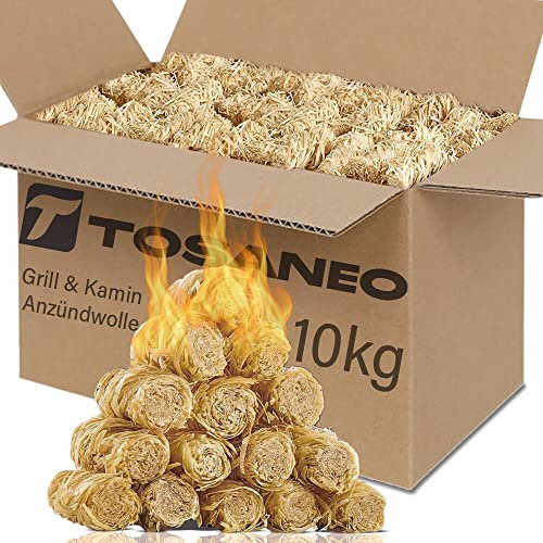 TOSANEO 10kg Anzünder Holzwolle Anzündwolle Kaminanzünder Grillanzünder Ofenanzünder Holzanzünder Feueranzünder Grill Kamin Ofen Holz