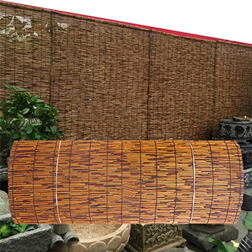 KDDFN Schilf-Balkon-Abschirmung,Garten-Sichtschutzzaun,Zaun-Sichtschutz-Rolle,Teichpflanzenzaun,Dekorative Zäune,Handgewebt,für Deck,Terrasse,Hinterhof (60x600cm/2x20ft)