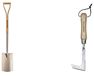 Kent & Stowe Gärtnerspaten, Länge: 110 cm & Fugenkratzer – Unkrautkratzer aus Edelstahl zum Entfernen von Moos und Unkraut, Fugenmesser mit Stiel aus Eschenholz, Länge: 28,5 cm