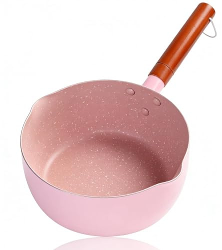 Saucepan 18cm 7inch Dia Nonstick Milk Pan Saucepan with Pouring Lip Butter Warmer Pan Induction Hob Small Milk Melting Boiling Pot for All Stoves