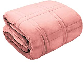 New Velour Velvet Weighted HeavyBlankets for Therapy Sensory Anxiety Autism Insomnia Stress Relief Heavy Blanket for Premium Great Sleep Comfortable Soft Relaxing Blanket (Blush Pink, 125x150cm - 4kg)