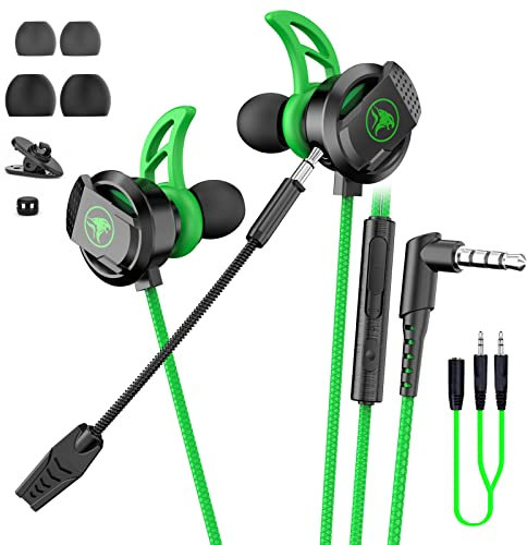 BraveKoi In-Ear Gaming Headset, Wired Earbuds with Noise Cancellation, Dual Microphone Bass Stereo Gaming Earphone Suitable for PS4 Xbox one/S, Nintendo Switch, Laptop