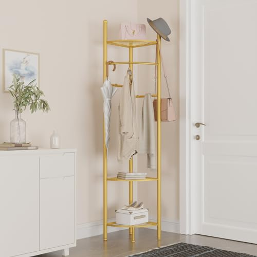 unho Kläddörr på hörnben: Klädesställ i metall Dore entré garderob med hylla för sovrum vardagsrum hem - 174 x 44,5 cm