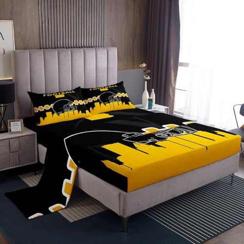 Erosebridal Football Lovers Bed Sheets Set - Full Size, Sports Sheets, Flat Fitted Sheet with 2 Pillow Shams -