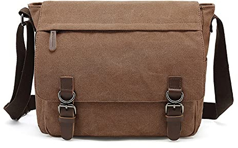 Sechunk Canvas Vintage Messenger Bag Shoulder bag Leather Cross body bag Large Travel Crossbody bags for men women 15inch Laptop