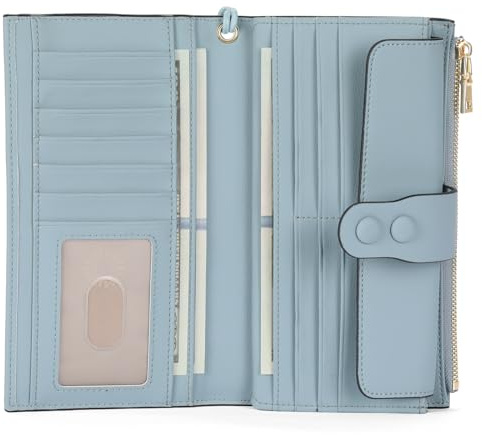 SENDEFN Portmonee Damen, RFID-blockierende Groß Damen Portemonnaie, Geldbörse Groß Viele Fächer mit Kartenhalter, Reißverschluss-Münztasche und Abnehmbarem Handgelenkriemen