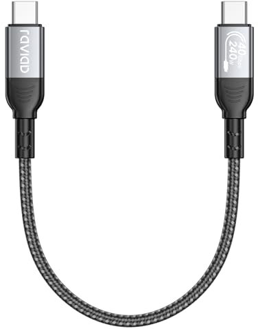 RAVIAD Cavo USB4 Certificato per Thunderbolt 4 [30M], Cavo Dati 40Gbps, Cavo di Ricarica PD3.1 240W 48V/5A, 8K@60Hz HDR, Cavo da USB-C a USB-C per iPhone 15 Pro, MacBook, Pad, Dock, SSD, Monitor, Hub