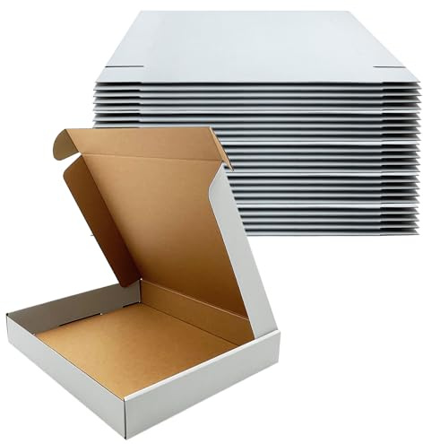 13x11x2 Inches Shipping Boxes Set of 25,White Corrugated Mailing Cardboard Box Literature Mailer for Packing Small Business Moving Storage, E-Commerce Packaging Mailing Boxes Gift Boxes for Presents