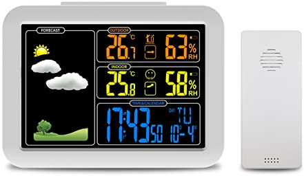 Stazione meteorologica con pluviometro Meteo Meteo Meter di umidità della temperatura esterna for interni Lcd. Display Sensore Sensore Display a colori Igrometro digitale termometro Senza fili per int