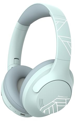 PowerLocus Bluetooth Kopfhörer Over Ear, 50 Std Spielzeit, 4 EQ-Modi, Kopfhörer Kabellos Faltbarer mit Mikrofon, HiFi-Stereo, 90 Grad Drehbar Wireless Headphones für Handy/Reise/Laptop/PC (Mint)