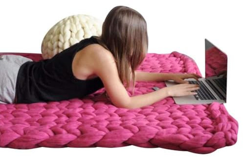 Strickdecke Grobstrick-Überwurf Grobstrickdecke Strickdecke Graue Überwürfe für Sofa große gestrickte Bettüberwürfe Decken für Betten (Rosenrot, 100 x 150 cm)