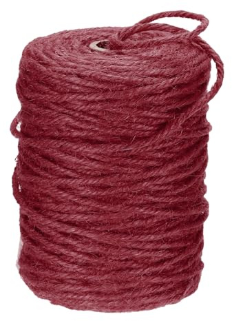 sourcing map Natural Jute Twine String 328ft x 3mm Long Strong Twine Rope for Arts Crafts Ribbon Gift Wrapping Packing Christmas Wedding, Wine Red