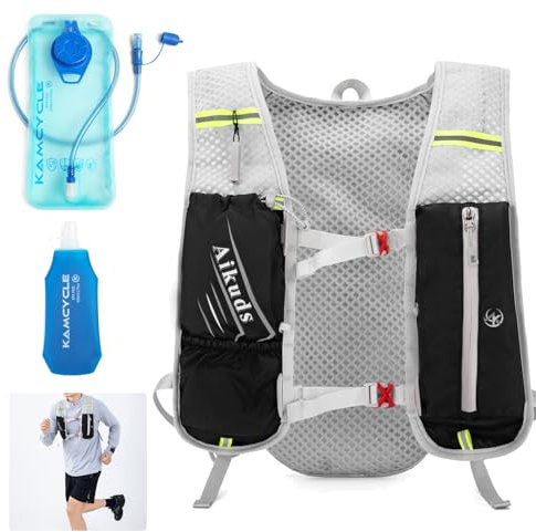 KAMCYCLE Ultraleicht Trinkrucksack Laufrucksack Laufweste Trail Rucksack, Hydration Pack, 2L Trinkblase, 500ML Wasserflasche, für Laufen, Wandern, Camping,Fahrradtaschen für Gepäckträger (schwarz)