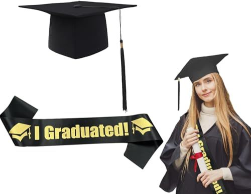 YCZARD 2026 Graduation Hat Cap Set, Graduation Hat with Graduation Sash, Graduation Bachelor Cap for 2026 High School University Graduation Party Ceremony