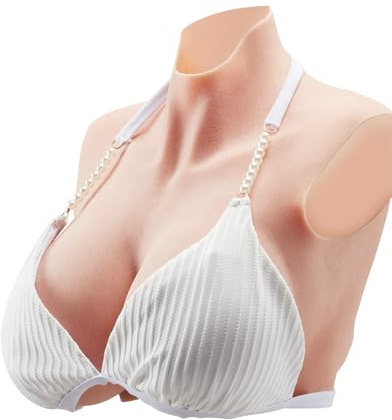 VEVOR Seni Finti in Silicone per Cosplay Carnevale, Coppa K Scollo Alto per Travestiti, Seni Finti Realistici Riempiti in Silicone Pettorale Artificiale per Crossdresser Cosplay Anime, Colore Avorio
