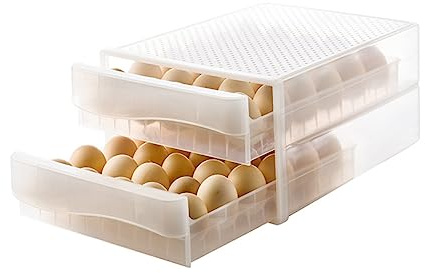 SHINEOFI Boîte à Œufs Plastique Transparent Pour Réfrigérateur Panier De Rangement Pour Œufs Et Raviolis Organisateur De Réfrigérateur