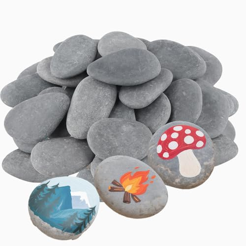 DAKFOOK 30 PCS 5-8CM River Pebbles for Painting, Smooth Flat Painting Rocks Craft Stones for DIY Art Projects, Garden Decor, Aquarium Landscaping