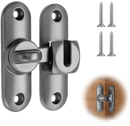 Storystore 90 Degree Door Lock, Bathroom Door Lock Small Gate Locks with Screws, Barn Doors Latch for Sliding Doors, Garden, Kitchen, Bedrooms, Bathrooms, Cabinets