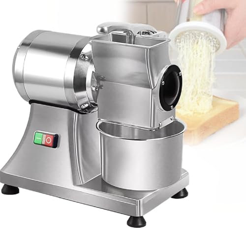 XUXIAO Ralladora de Queso Comercial de 550 W, ralladora eléctrica para Queso en Bloque, con Bandeja de Acero Inoxidable, para rallar Queso y parmesano