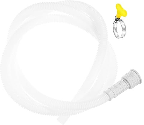 Tuyau de Vidange pour Unité, Tuyau Flexible Pvc 4m, Ambiance Estivale | Multi-usage pour Machine à Laver et Climatiseur, Blanc, Étanche, Réglable, Raccord Ondulé, Usage Domestique
