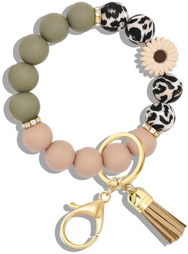 Pithayla Schlüsselanhänger Anhänger Keychain für Damen, Armband Perlen Schlüsselband Taschenanhänger