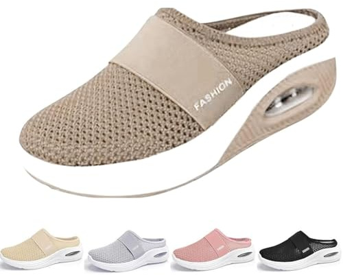 Generico Scarpe Ortopediche Donna Ciabatte Ortopediche Donna Estive Slip On Ultra Leggere Comode Chiuse Antiscivolo Traspiranti Morbide Con Plantare Estraibile Confortabile Per Casa Khaki 1 38