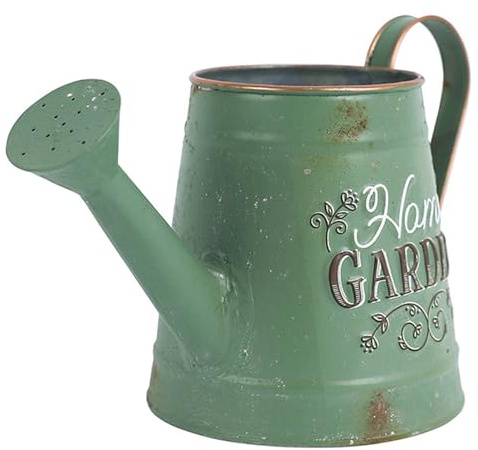 Regadera de metal, regadera de plantas de 1,5 L con cabezal de aspersor y asa, maceta pequeña de apertura grande para plantas de interior y exterior, césped, jardín, pequeño