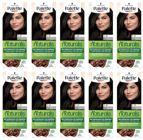 Confezione da 10 palette permanente Naturals Color Cream 1-0 (900) Black Hair Color – Full Box – con istruzioni in lingua inglese (lingua italiana non garantita)