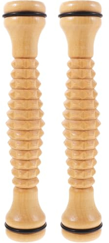 FONDOTIN Massage Roller 2 Stück Beinmuskel Massagerolle Aus Holz Manuelles Massagegerät Zur Durchblutungsförderung Und Muskelentspannung Leichtes Fitness Und Yogazubehör Für Zuhause Büro Und Reisen