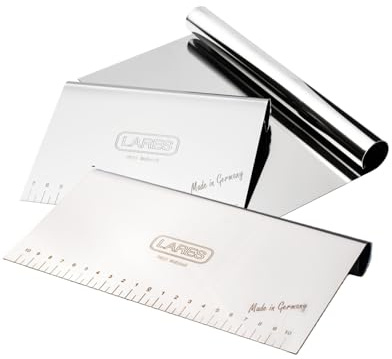 Lares Teigkarten Set 2-teilig | Edelstahl Teigschaber 22 cm & 15 cm mit Skalierung | Made in Germany | ideal zum Portionieren, Glätten, Schneiden & Schaben | robust & vielseitig für Backen & Kochen