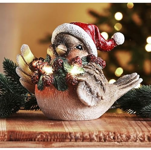 LED Light up Robin Ornament - the perfect ornament for your windowsill, mantlepiece, or tabletop this Christmas