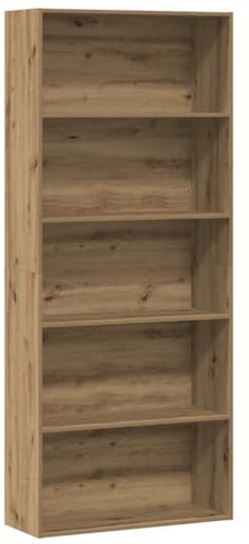 Owoxanthellate Bücherregal Artisan-Eiche 80x30x189 cm Standregal mit 5 offenen Fächern als Raumteiler nutzbar Massiver Holzwerkstoff Robust & Modern für Living Room Büro Schlafzimmer Flur
