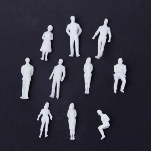 Startbuymore Unlackierte weiße Modellfiguren im Maßstab 1:50 für Architektur, Zug-Layouts und Sandtischszenen – Miniatur-Menschen, 36 mm hoch, 50 Stück