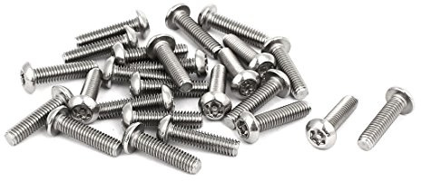 sourcing map sourcingmap M4 x 16 mm de Tornillos de Acero inoxidable 304 de cabeza troncocónica de seguridad Torx sujetadores 25pcs