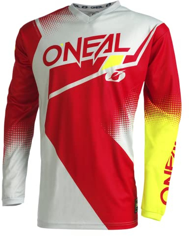 O'NEAL Element Jersey SUÉTER, Unisex-Adult, Rojo/Gris/Amarillo Neon, S