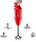 bamix Frullatore a immersione M350 MAXX incl. lama multiuso, per carni e verdure, frusta, frullino in acciaio inox, 350 watt, 2 velocità, Made in Switzerland, Rosso/cromo