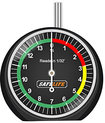 SAFELIFE Tire Tread Depth Gauge, Dial Type Tire Tread Depth Gauge Professional for Motorcycle, Car,Truck and Bus,Easy Reading Tyre Tread Depth Gauge in 32nds