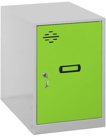 Simon Rack Casier Vestiaire Metallique Petit, 475x300x500 mm, Armoire Metallique Petit, Comprend la Clé, Gris/Vert - Simonlocker