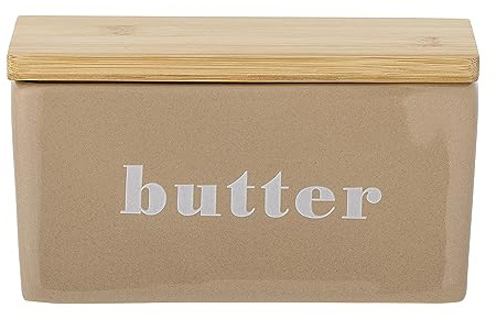 Bloomingville Hanyu Butterdose aus Steingut in der Farbe Braun, 12,5x7x9 cm, 300ml, 82060403