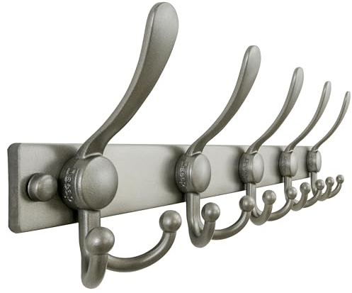 Dseap Coat Rack Wall Mount, Heavy Duty 2.5mm Base vs Flimsy 1mm, Double-Thick Solid Anti-Snap Hooks, Stainless Steel Hanger Organizer for Clothes Hat Entryway Closet Mudroom, Grey