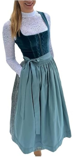 Generisch Disfraz de Dirndl para mujer, vestido de tirolesa, falda tradicional, delantales, vestidos largos, delantal, blusa, disfraz elegante, de algodón, encaje, talla grande, fiesta del Oktoberfest