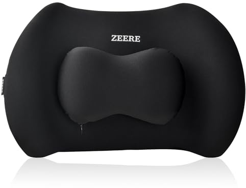 FESSOSKO Lumbar Support Cushion, Black Memory Foam Lumbar Pillow, lumbar support Car, Car Seat Lumbar Support, Lumbar Support Pillow for Car Seats, Office Chair, Wheelchair