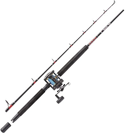 Abu Garcia Muscle Tip Boat Fishing Ruten und Rollen Combo Set, Schwarz/Rot
