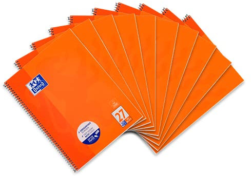 Oxford Collegeblock A4 liniert, mit Doppelrand, 80 Blatt, orange, 10 Stück