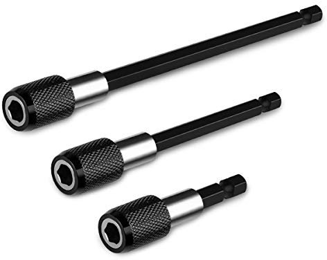 QWORK® 3pcs Tige d'Extension Magnétique, Perceuse Électrique Tournevis Embout, Foret de 1/4 hexagonale Barre de dégagement rapide Douille tournevis porte-embout, 60/100/150mm